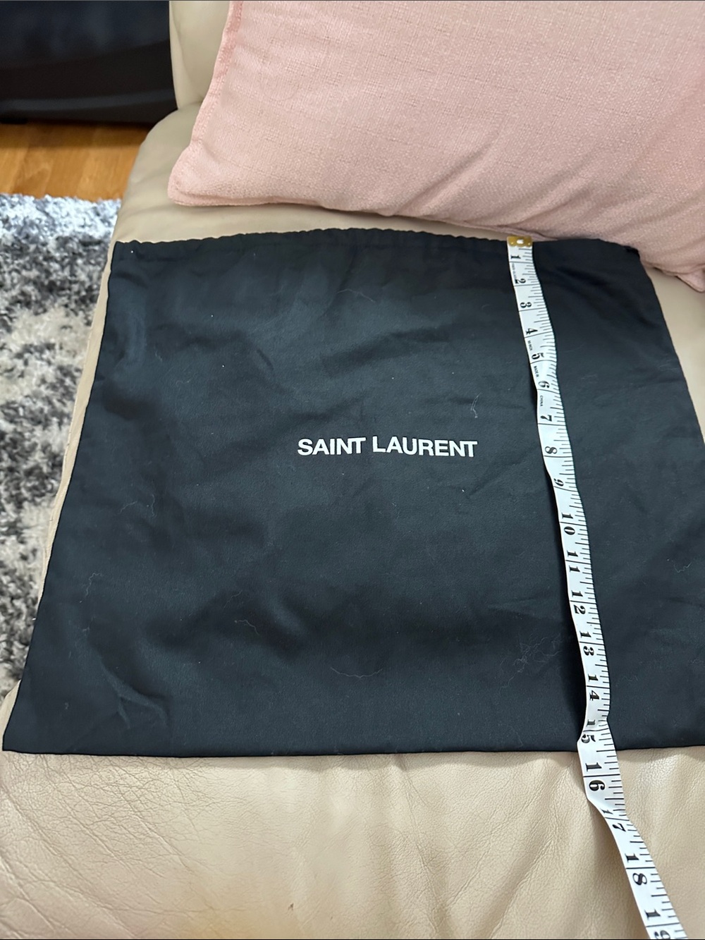 Saint Laurent Black and White Logo Drawstring Dust Pouch